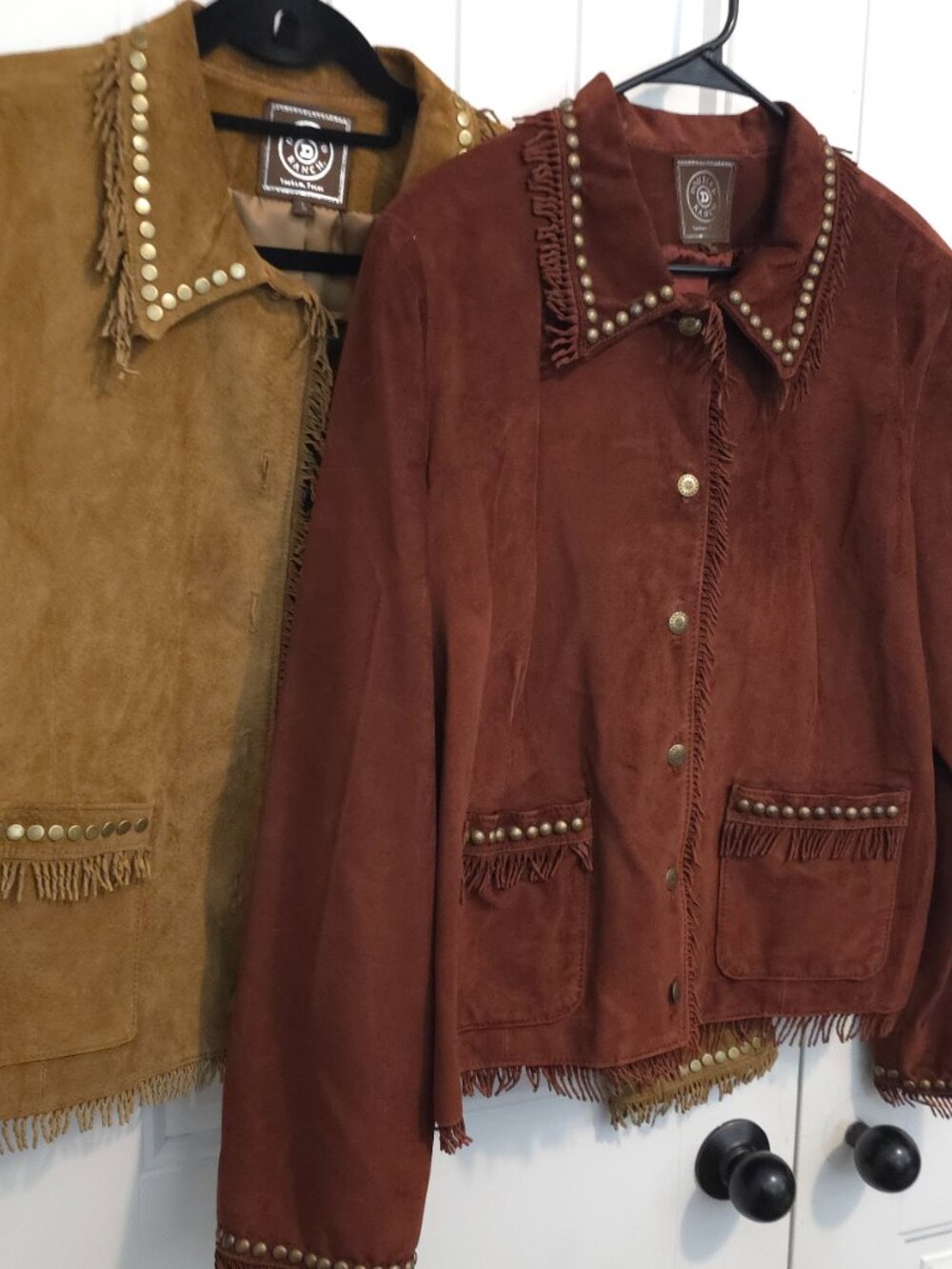 Double D Ranch Burgandy Brown Fringe Suede Leather Jacket - Woman's Size L - Picture 11 of 12